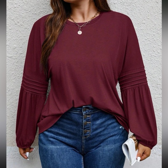 Boho dusty blue bishop sleeve blouse - Picture 11 of 16